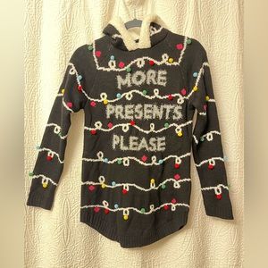 Women's NOBO Black w/Silver Christmas Decor Sherpa Hoodie Christmas Sweatersmall